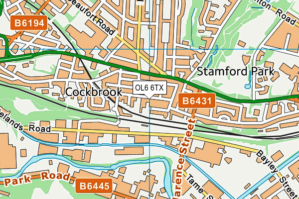OL6 6TX map - OS VectorMap District (Ordnance Survey)