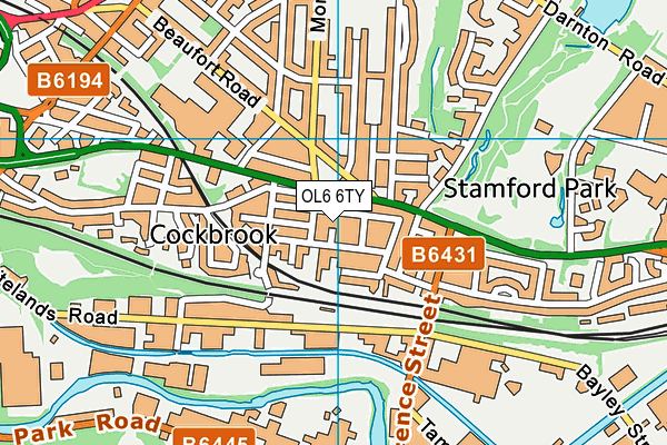 OL6 6TY map - OS VectorMap District (Ordnance Survey)