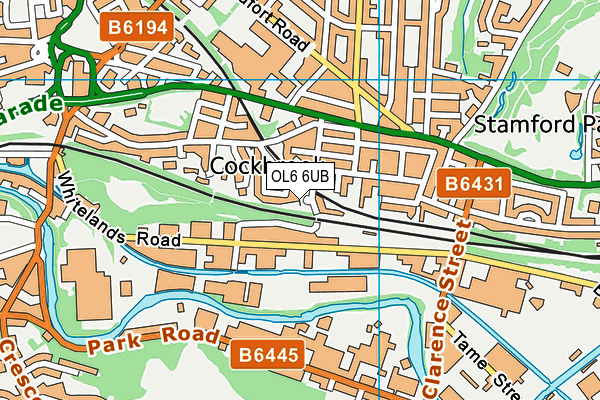 OL6 6UB map - OS VectorMap District (Ordnance Survey)