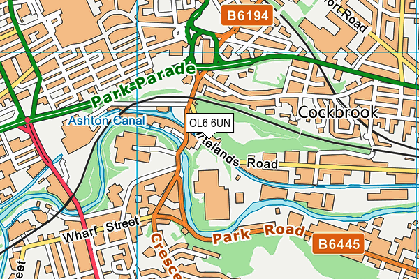 OL6 6UN map - OS VectorMap District (Ordnance Survey)