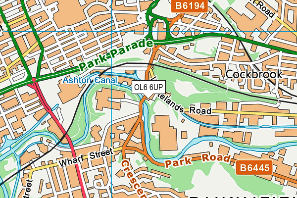 OL6 6UP map - OS VectorMap District (Ordnance Survey)