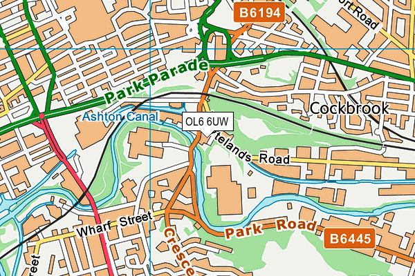 OL6 6UW map - OS VectorMap District (Ordnance Survey)