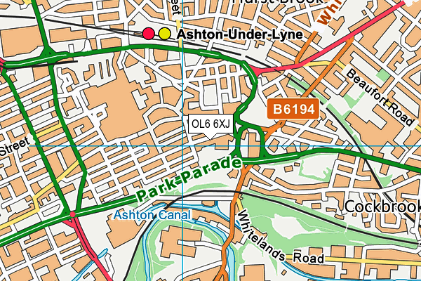 OL6 6XJ map - OS VectorMap District (Ordnance Survey)