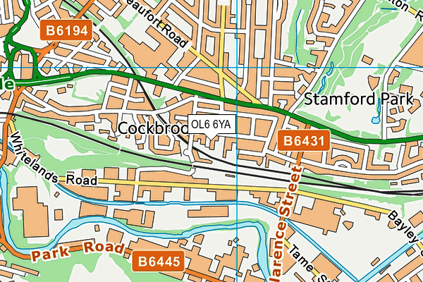 OL6 6YA map - OS VectorMap District (Ordnance Survey)