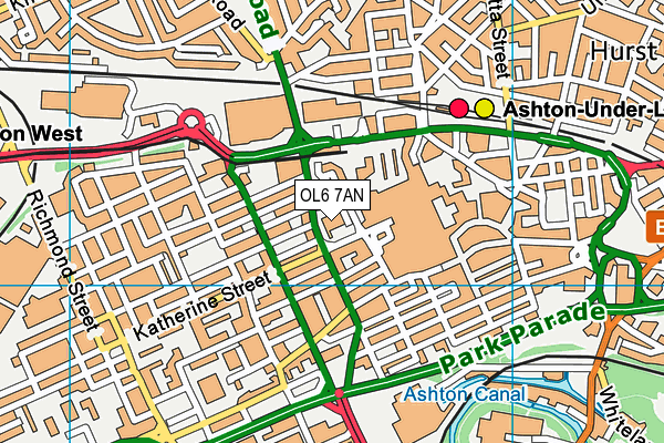 OL6 7AN map - OS VectorMap District (Ordnance Survey)