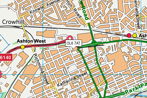 OL6 7AT map - OS VectorMap District (Ordnance Survey)