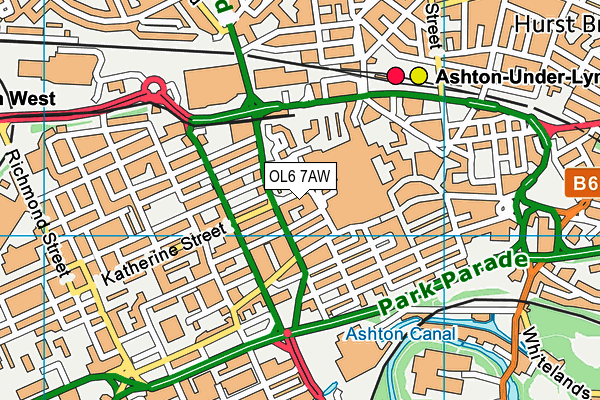 OL6 7AW map - OS VectorMap District (Ordnance Survey)