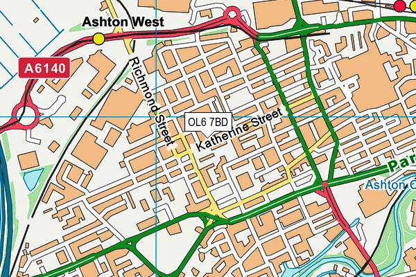 OL6 7BD map - OS VectorMap District (Ordnance Survey)