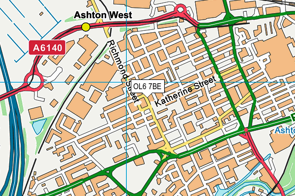 OL6 7BE map - OS VectorMap District (Ordnance Survey)