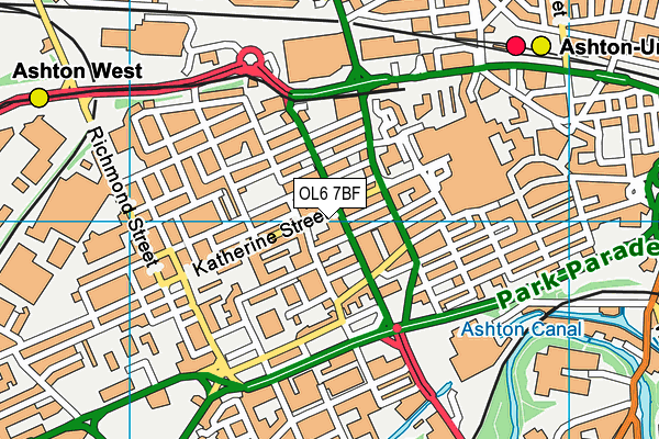 OL6 7BF map - OS VectorMap District (Ordnance Survey)