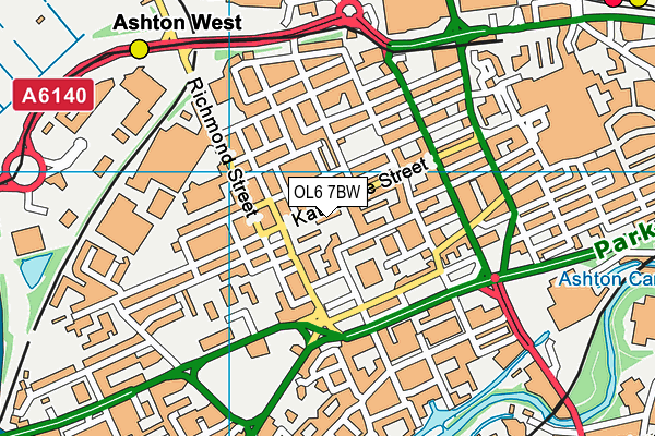 OL6 7BW map - OS VectorMap District (Ordnance Survey)