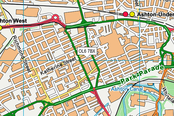 OL6 7BX map - OS VectorMap District (Ordnance Survey)