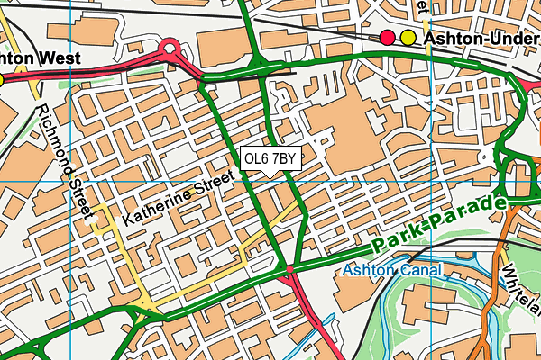 OL6 7BY map - OS VectorMap District (Ordnance Survey)