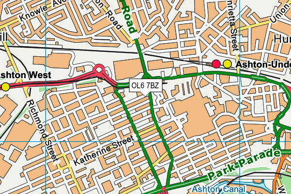 OL6 7BZ map - OS VectorMap District (Ordnance Survey)