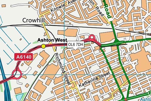 OL6 7DH map - OS VectorMap District (Ordnance Survey)