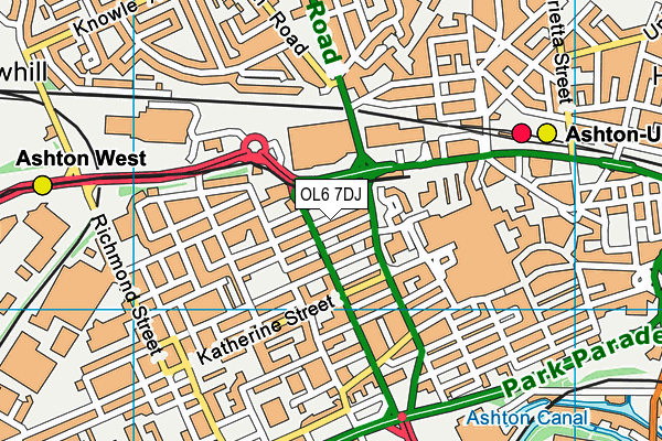 OL6 7DJ map - OS VectorMap District (Ordnance Survey)