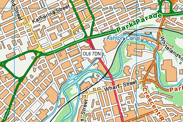 OL6 7DN map - OS VectorMap District (Ordnance Survey)