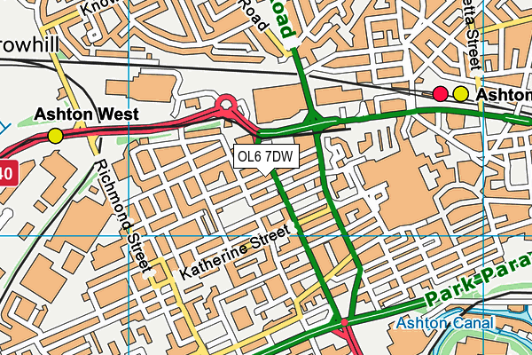 OL6 7DW map - OS VectorMap District (Ordnance Survey)