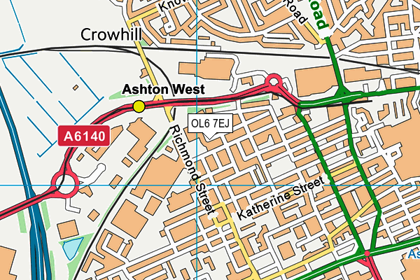 OL6 7EJ map - OS VectorMap District (Ordnance Survey)