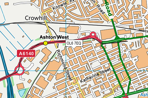 OL6 7EQ map - OS VectorMap District (Ordnance Survey)