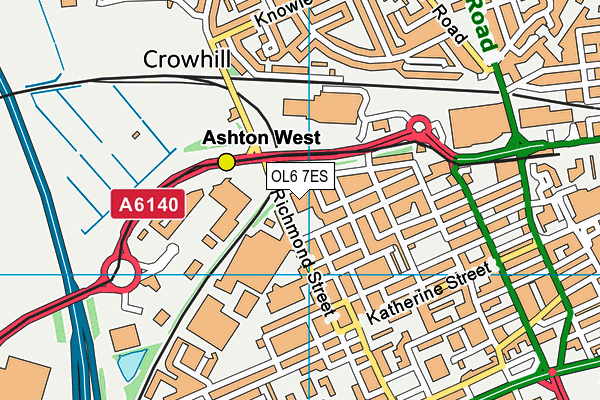 OL6 7ES map - OS VectorMap District (Ordnance Survey)