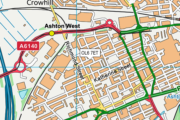 OL6 7ET map - OS VectorMap District (Ordnance Survey)