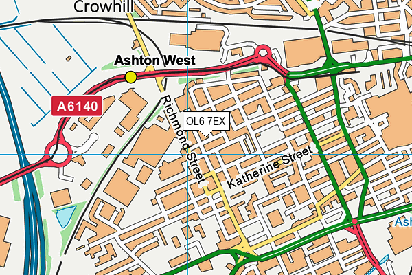 OL6 7EX map - OS VectorMap District (Ordnance Survey)