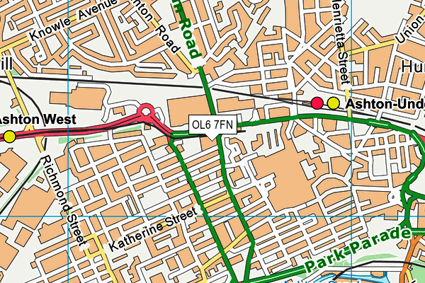 OL6 7FN map - OS VectorMap District (Ordnance Survey)