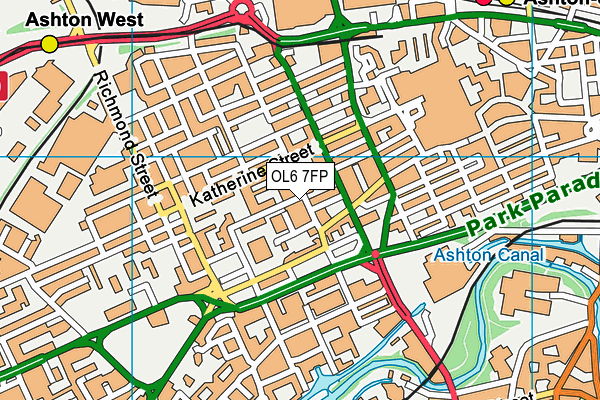OL6 7FP map - OS VectorMap District (Ordnance Survey)