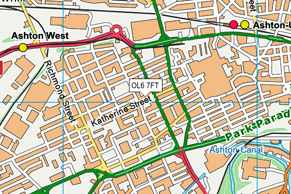 OL6 7FT map - OS VectorMap District (Ordnance Survey)