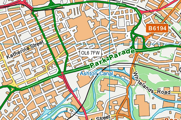 OL6 7FW map - OS VectorMap District (Ordnance Survey)