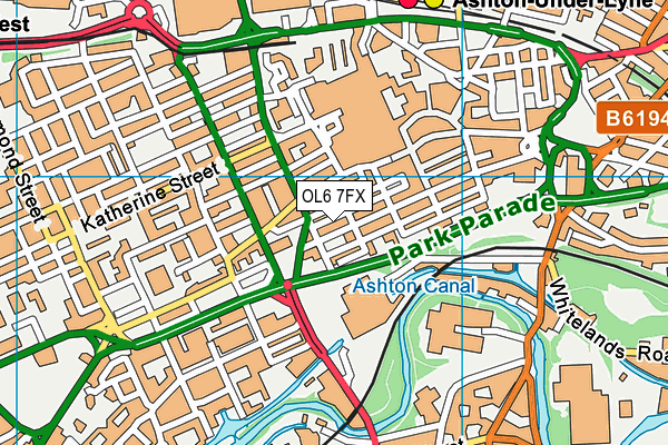 OL6 7FX map - OS VectorMap District (Ordnance Survey)