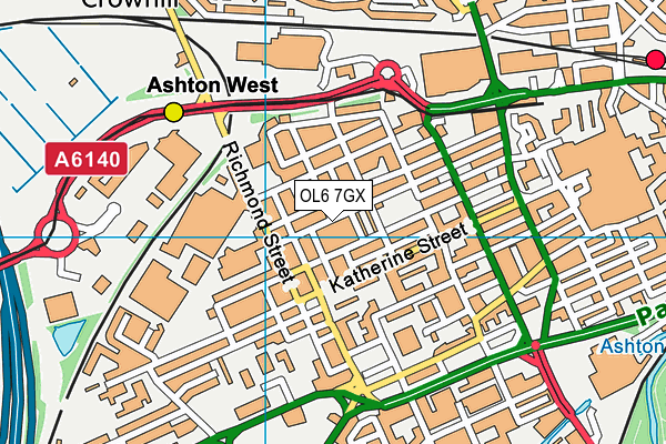 OL6 7GX map - OS VectorMap District (Ordnance Survey)