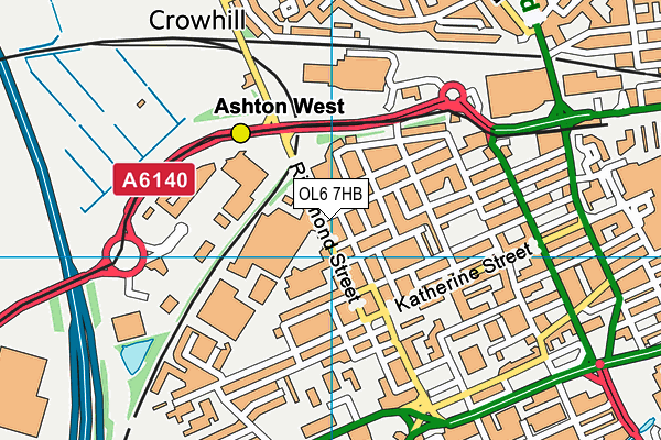 OL6 7HB map - OS VectorMap District (Ordnance Survey)