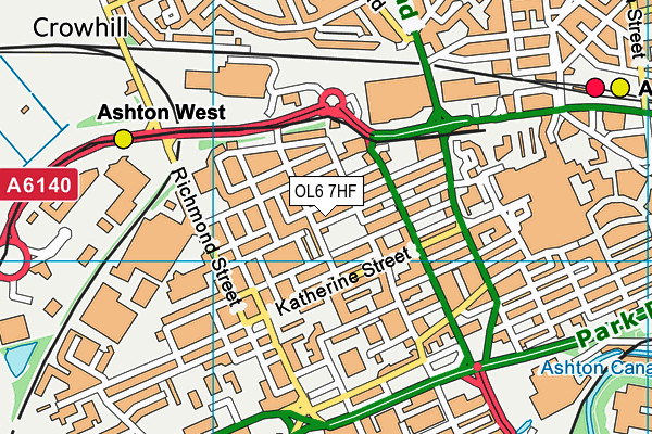 OL6 7HF map - OS VectorMap District (Ordnance Survey)