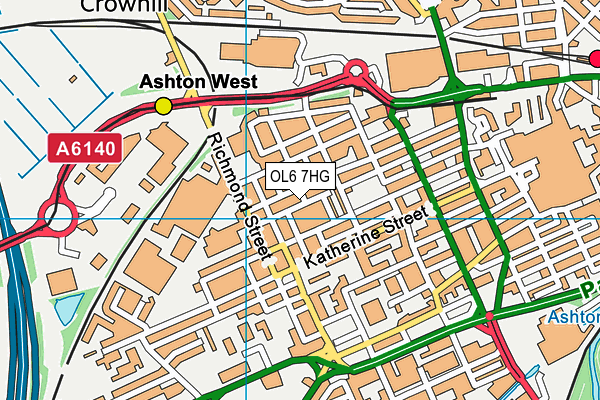 OL6 7HG map - OS VectorMap District (Ordnance Survey)