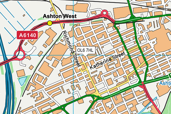 OL6 7HL map - OS VectorMap District (Ordnance Survey)