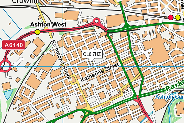 OL6 7HZ map - OS VectorMap District (Ordnance Survey)