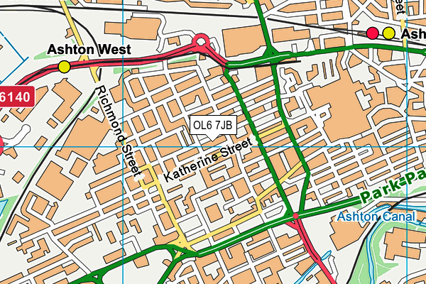 OL6 7JB map - OS VectorMap District (Ordnance Survey)