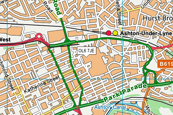 OL6 7JE map - OS VectorMap District (Ordnance Survey)