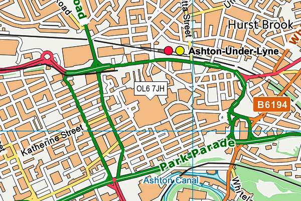 OL6 7JH map - OS VectorMap District (Ordnance Survey)