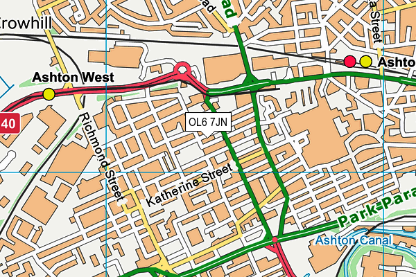 OL6 7JN map - OS VectorMap District (Ordnance Survey)