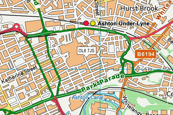 OL6 7JS map - OS VectorMap District (Ordnance Survey)