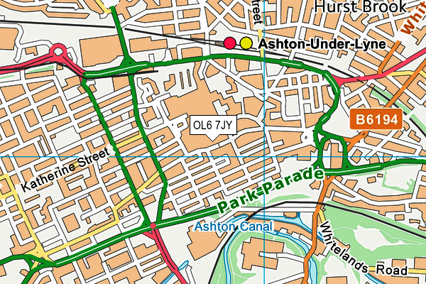 OL6 7JY map - OS VectorMap District (Ordnance Survey)