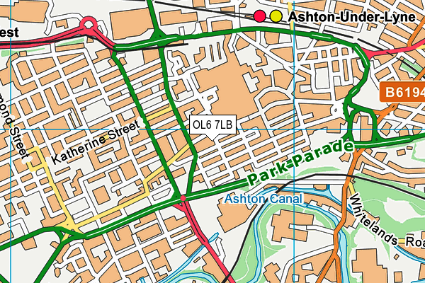 OL6 7LB map - OS VectorMap District (Ordnance Survey)