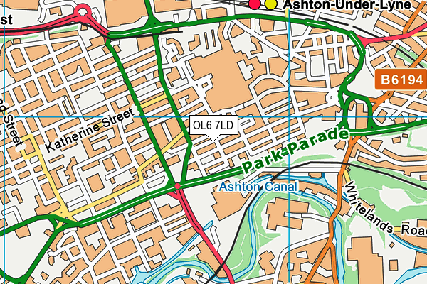 OL6 7LD map - OS VectorMap District (Ordnance Survey)