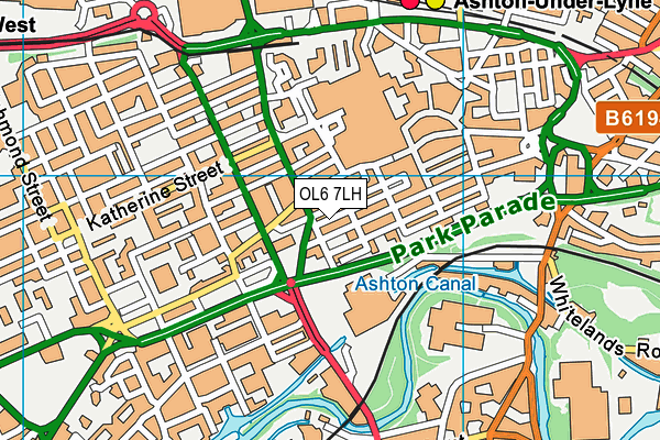 OL6 7LH map - OS VectorMap District (Ordnance Survey)