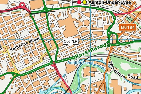 OL6 7LP map - OS VectorMap District (Ordnance Survey)