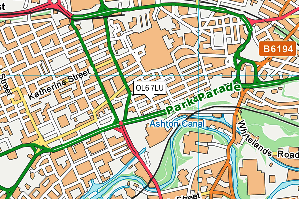 OL6 7LU map - OS VectorMap District (Ordnance Survey)