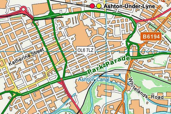 OL6 7LZ map - OS VectorMap District (Ordnance Survey)